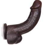 Jake | 8.3" x 1.7" - G Spot Flesh Curved Black Dildo With Metal Keel Bendable