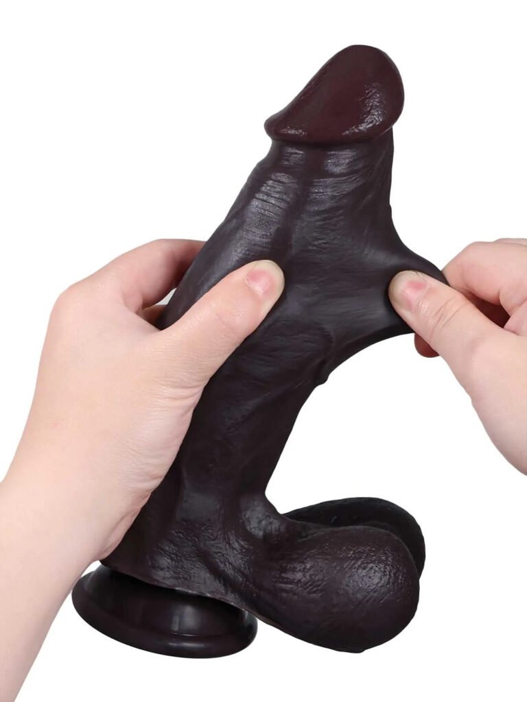 Wayde| 8.8" x 2.2" Soft Thick Sliding Skin Black Dildo with Lifelike Dual Density Feel