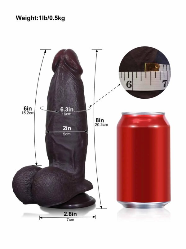 Cato | 8" x 2" Realistic Sliding Skin Black Dildo with a Natural Veiny Look