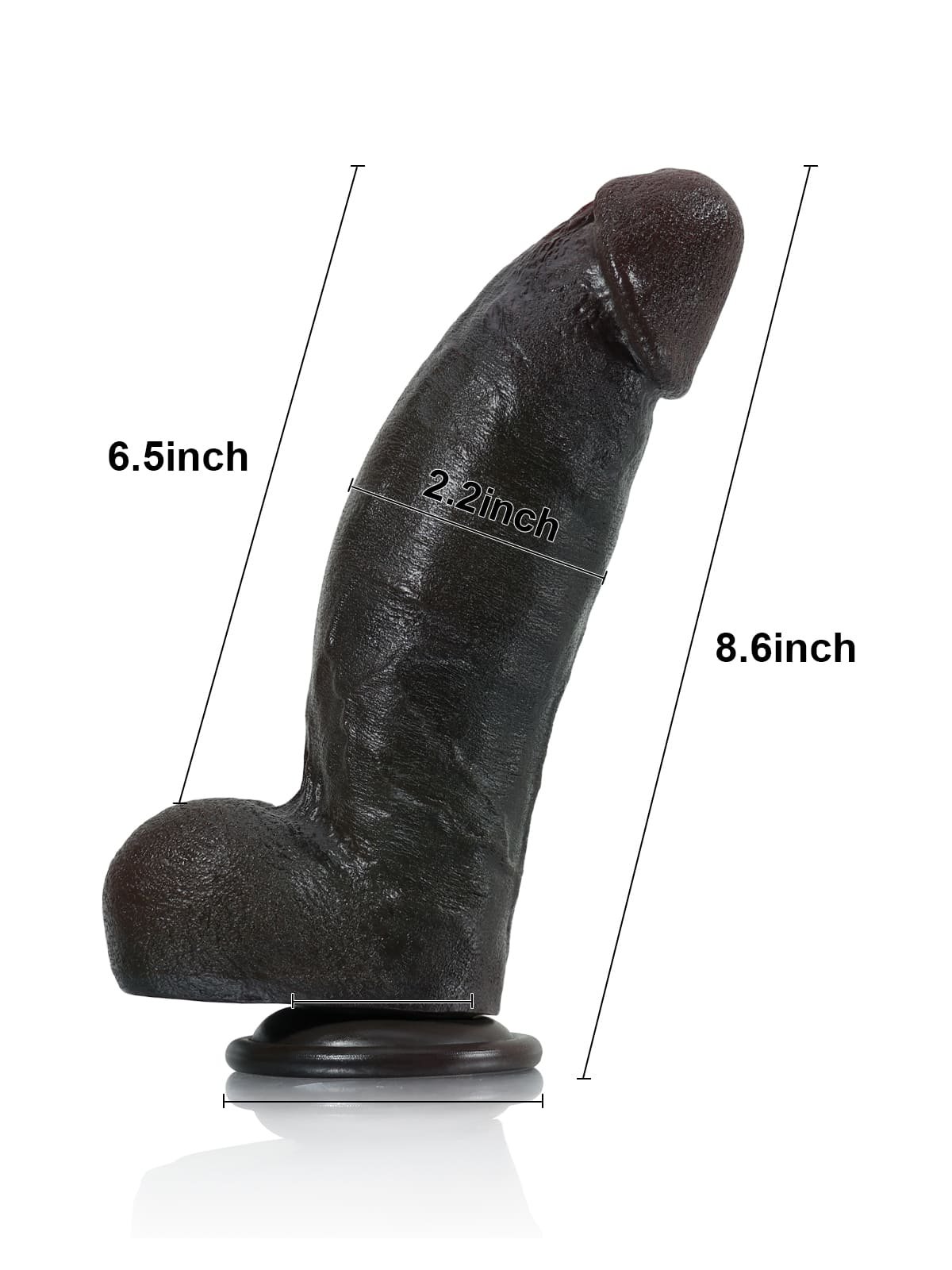 Kimi | 8.6" x 2.2" Realistic Soft Black Like Thick Short Fat Dildo - Image 2