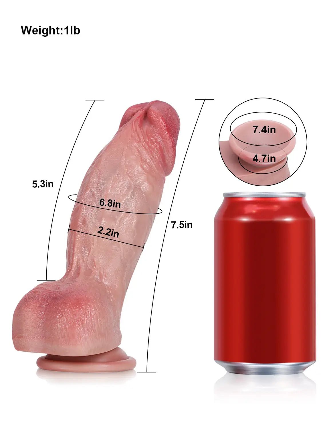 Londo | 7.5" x 2.2" - Thick Short Fat Dildo Asian Flesh Soft Skin - Image 2
