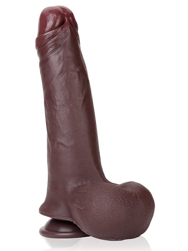 Sam | 9" x 1.8" Black Sliding Skin Soft Dildo With Realistic Balls - Image 5