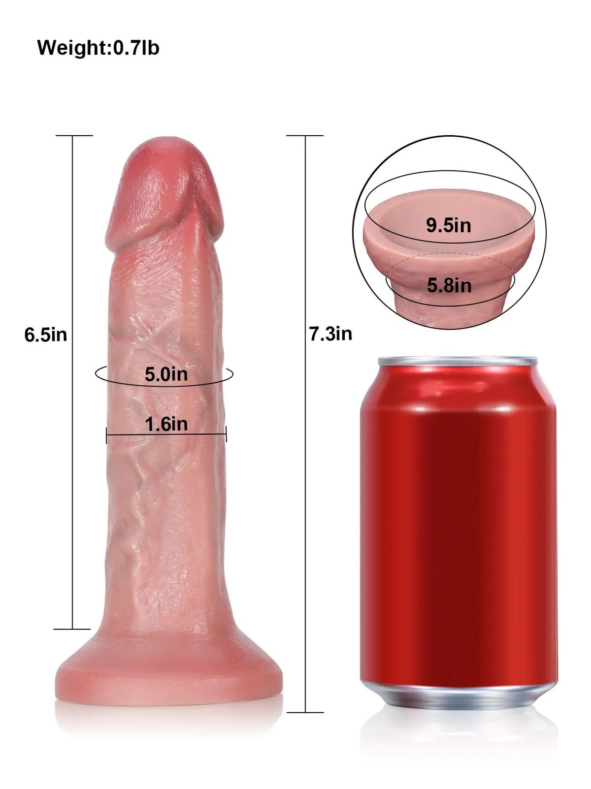 Dary | 7.3" x 1.6" - Flesh Skin Realistic Dildo No Balls - Image 2